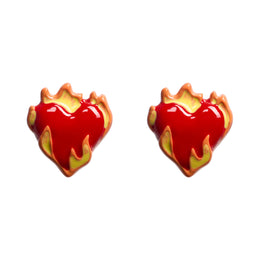 Heart-on-Fire Stud Earrings