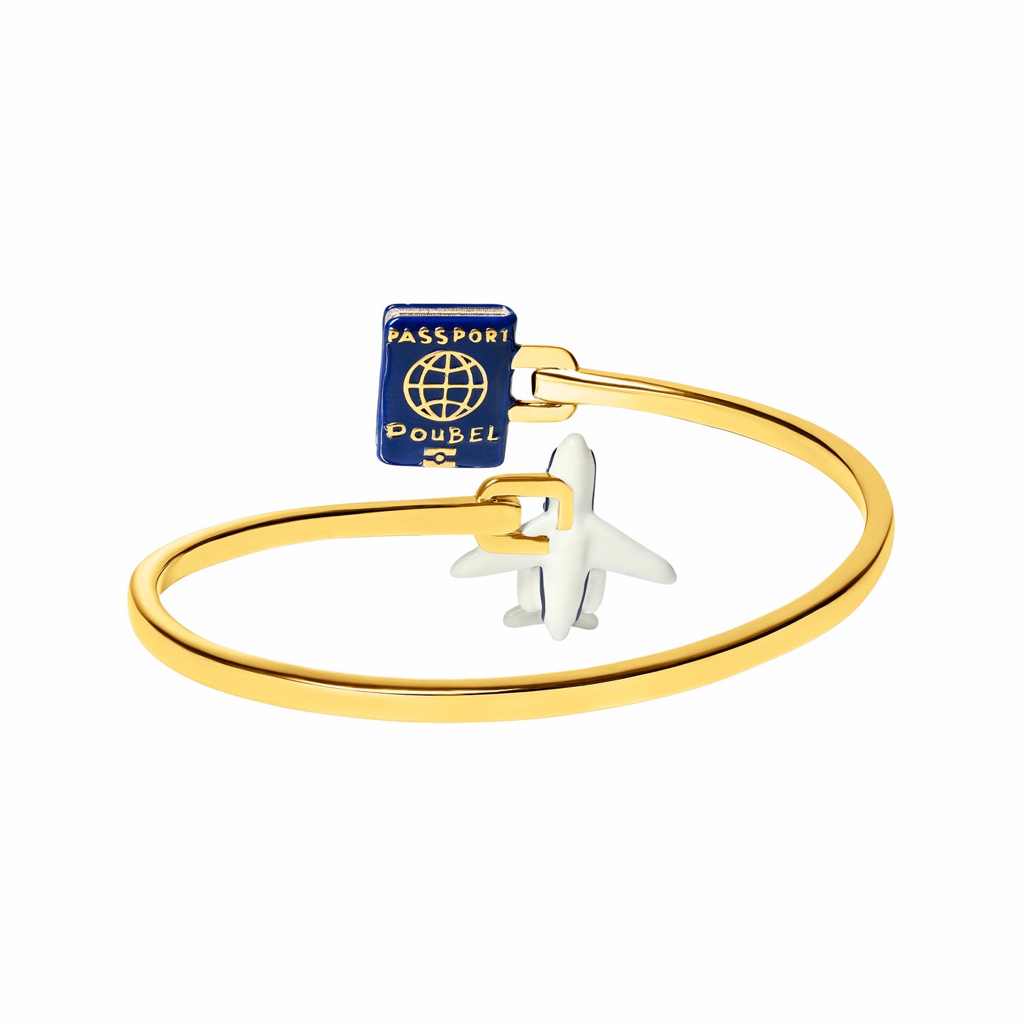 Passport & Jet Bangle (Gold)