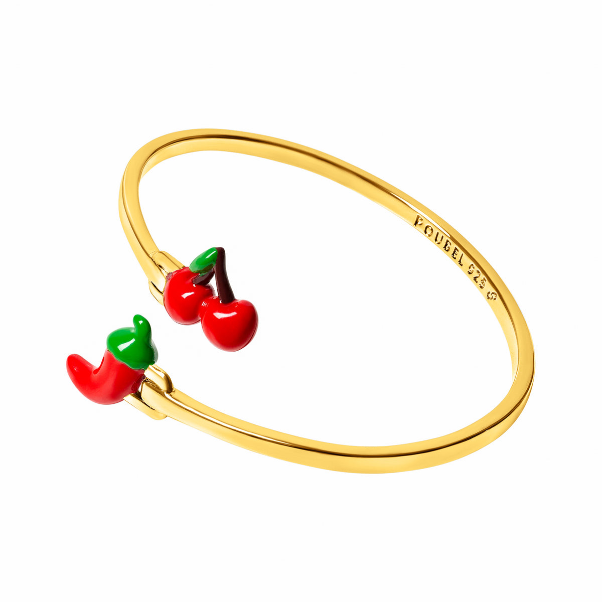 Cherry & Chilli Pepper Bangle (Gold)