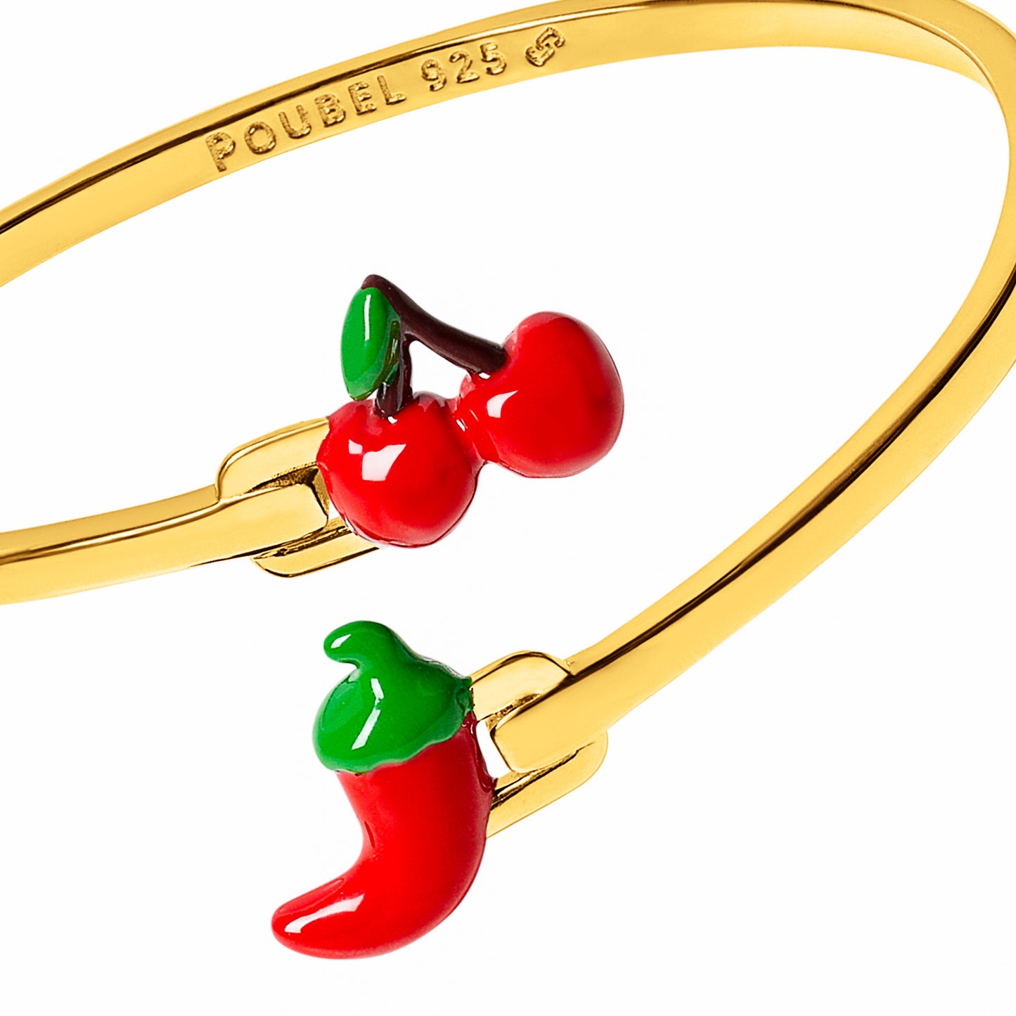 Cherry & Chilli Pepper Bangle (Gold)