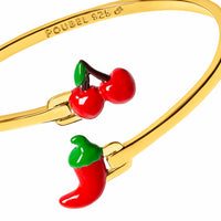 Cherry & Chilli Pepper Bangle (Gold)
