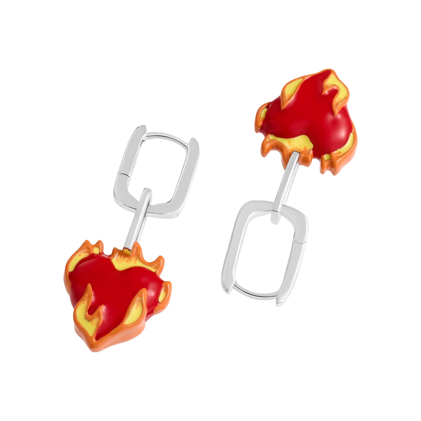 Heart-On-Fire Pendant Earrings
