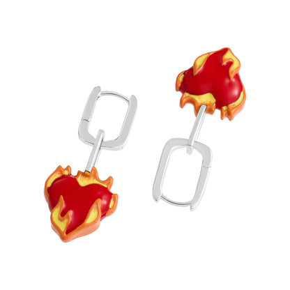 Heart-On-Fire Pendant Earrings