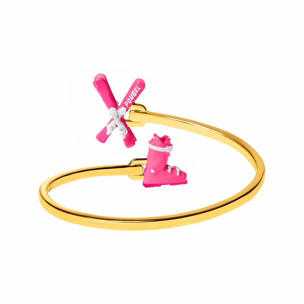 Pink Skis & Pink Ski Boot Bangle (Gold)