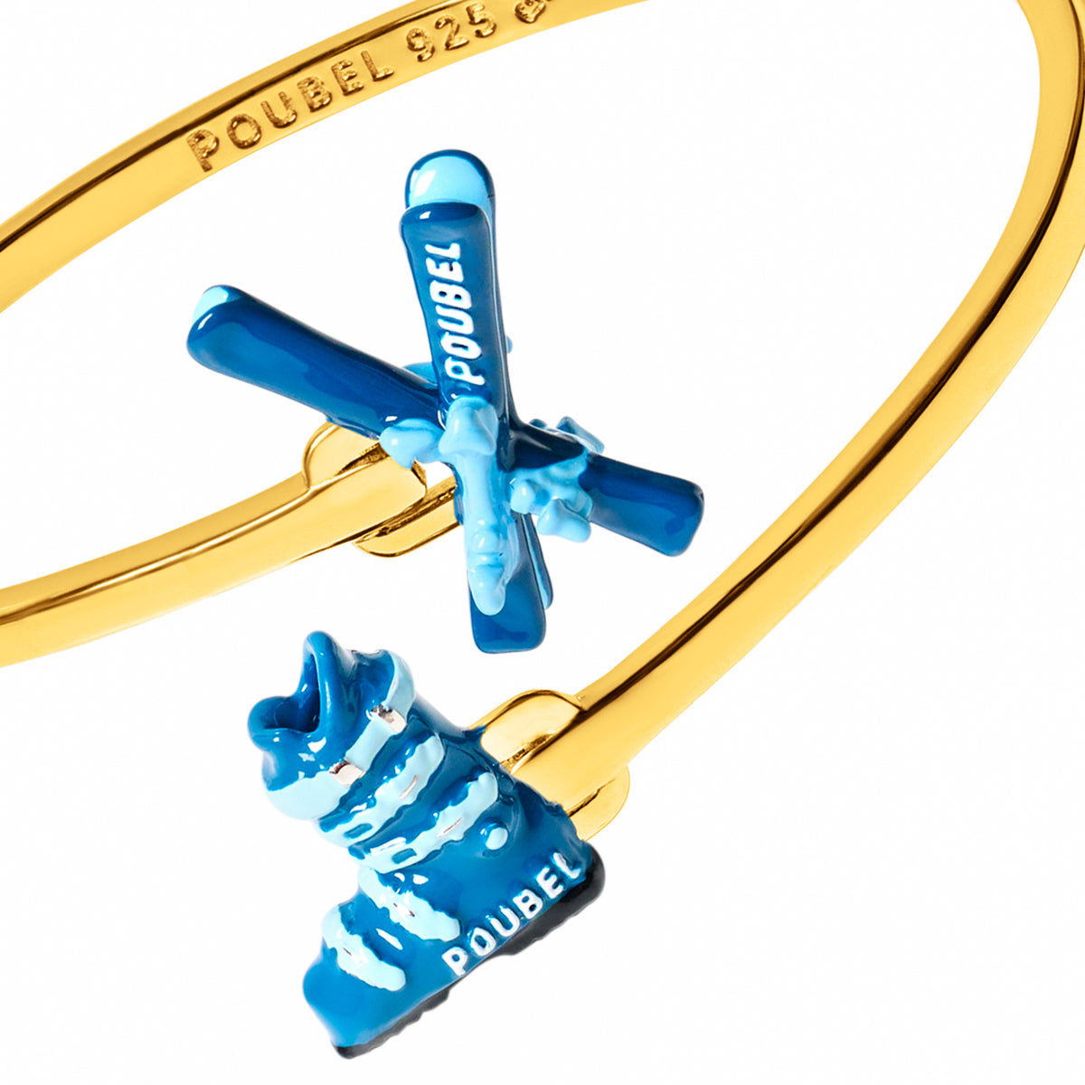 Skis & Ski Boot Bangle (Gold)