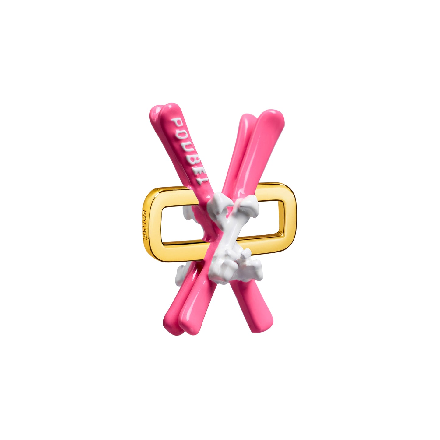 Pink Skis Charm (Gold)