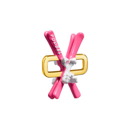 Pink Skis Charm (Gold)