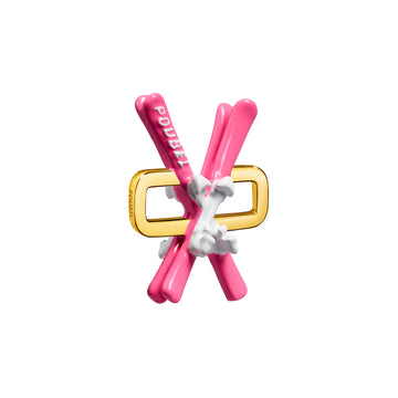 Pink Skis Charm (Gold)