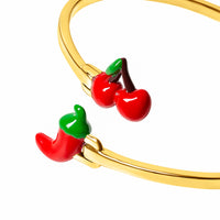 Cherry & Chilli Pepper Bangle (Gold)
